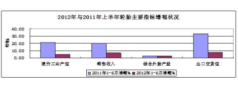  图4：2012年与2011年上半年轮胎主要指标增幅对比状况 