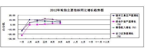 图5：2012年轮胎主要指标同比增长趋势状况 